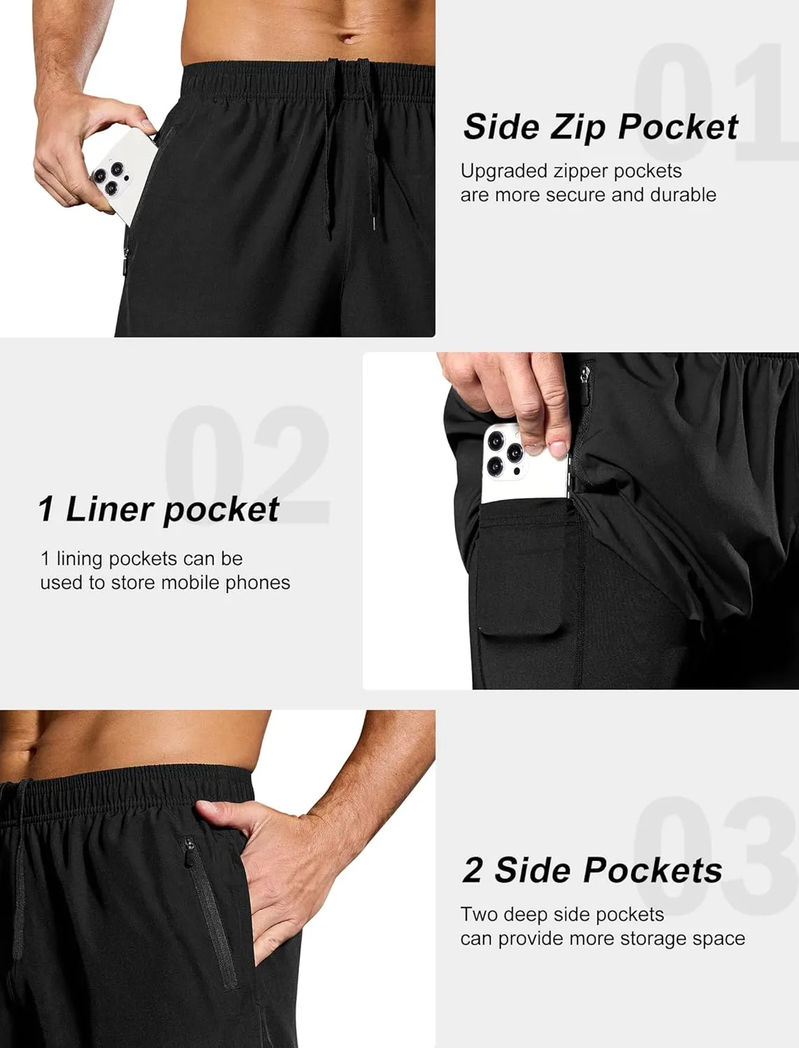 SILKWORLD Men's 2 in 1 Running Shorts 7" Workout Gym Athletic Shorts Quick Dry Lightweight Training Shorts with Pockets