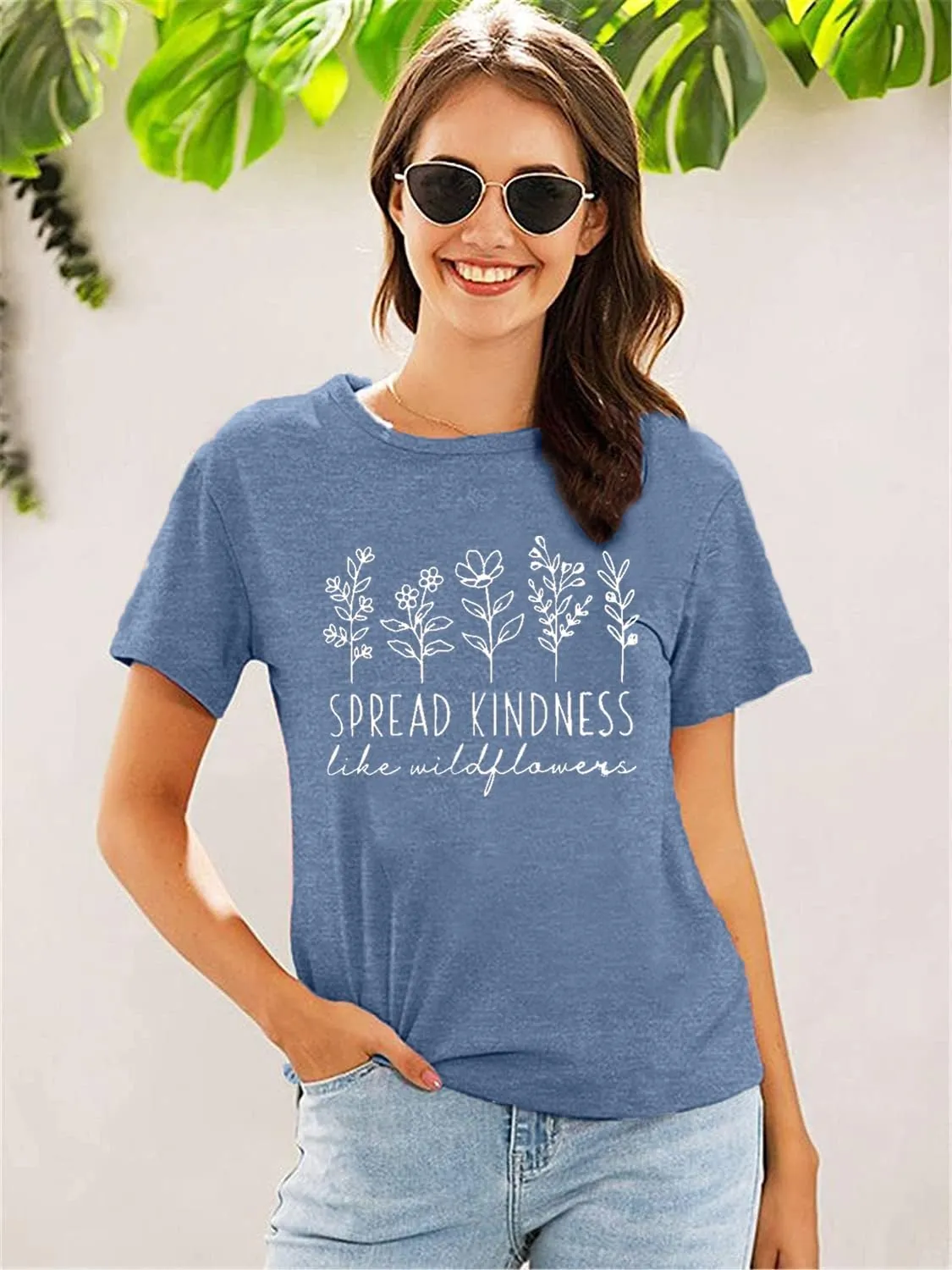 Spread Kindness Like Flower T-Shirt for Women Cute Flower Graphic Shirt Casual Positive Inspirational Short Sleeve Tee Top
