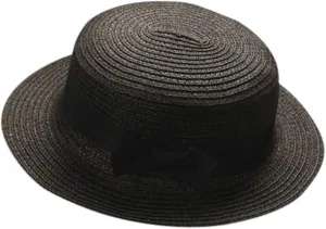 Straw Fedora Sun Hat Boy Girls Boater Foldable Summer Short Brim Cap Bucket Hat UPF50  Foldable Kids Beach Hat
