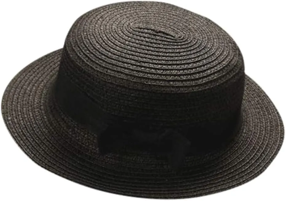 Straw Fedora Sun Hat Boy Girls Boater Foldable Summer Short Brim Cap Bucket Hat UPF50  Foldable Kids Beach Hat