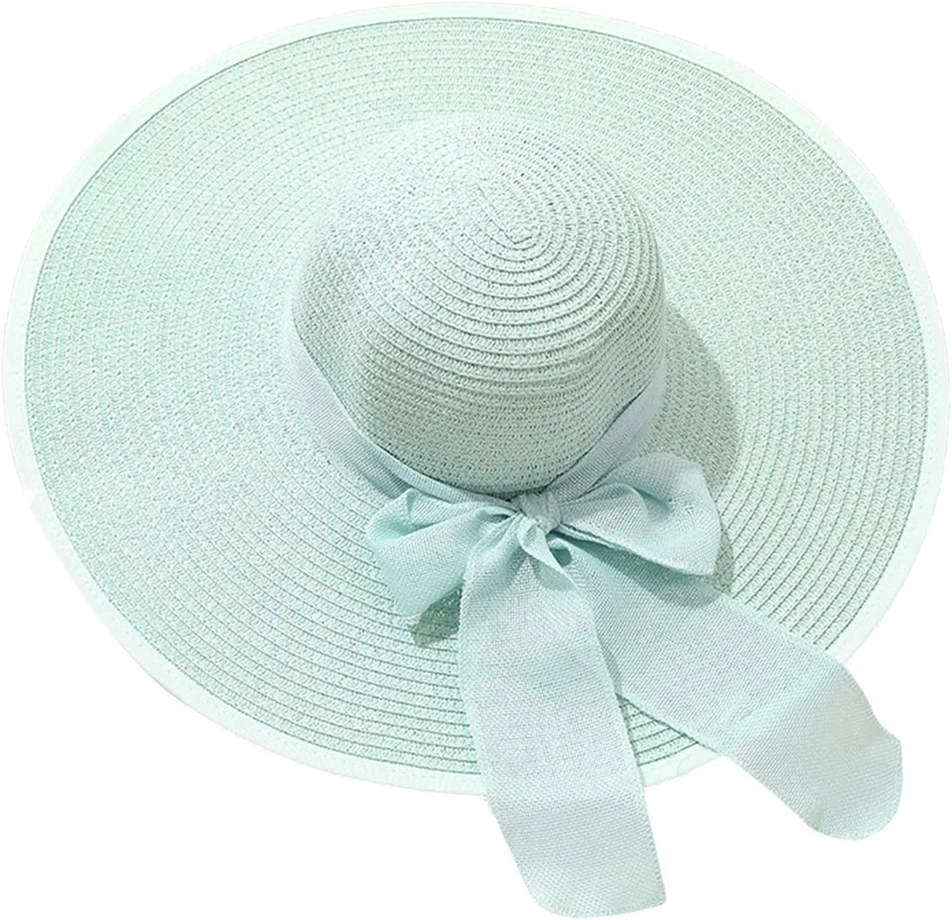 Straw Hat Women Beach Sun Hats Leisure Summer Travel Beach Cap Vacation UPF50 Foldable Wide Brim Hat Floppy Straw