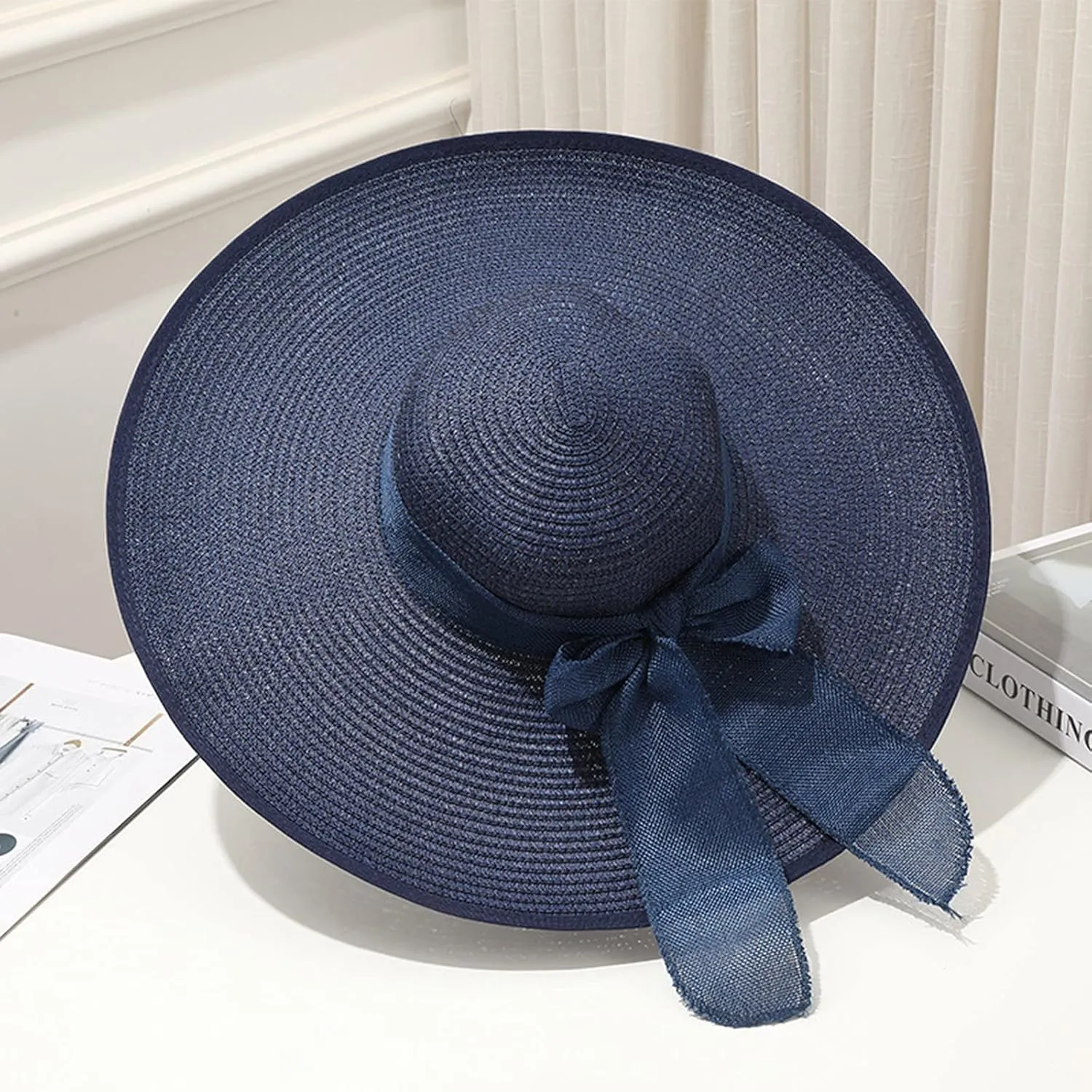 Straw Hat Women Beach Sun Hats Leisure Summer Travel Beach Cap Vacation UPF50 Foldable Wide Brim Hat Floppy Straw