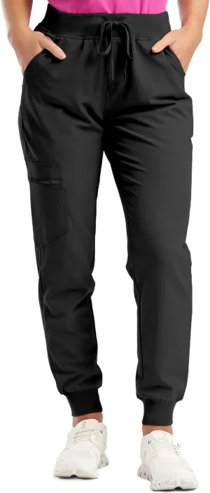 Stretch Jogger Scrubs for Women Drawstring High Waisted Yoga Pants Outdoor Lightweight Cinch Bottom Athletic Pants