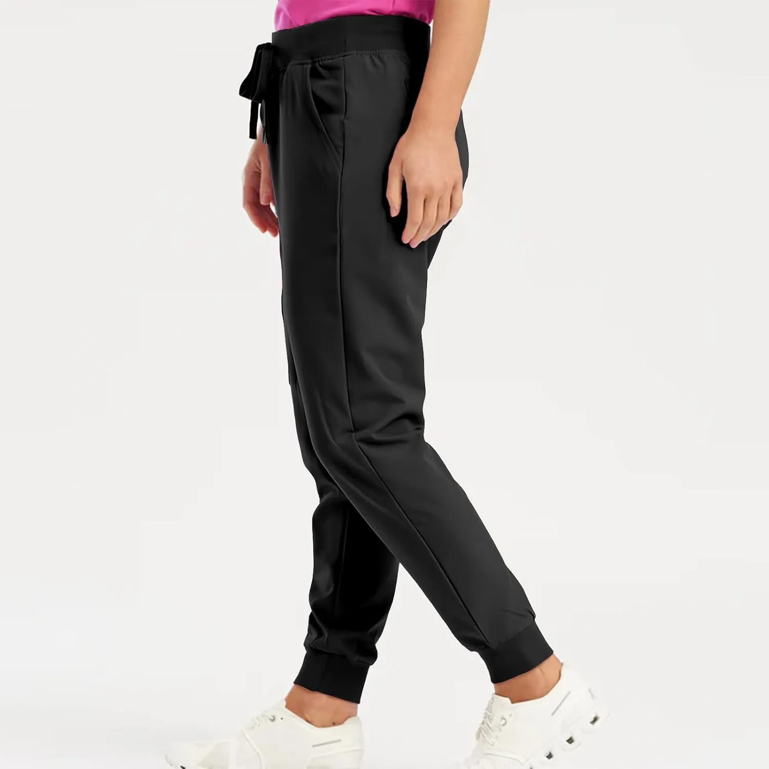 Stretch Jogger Scrubs for Women Drawstring High Waisted Yoga Pants Outdoor Lightweight Cinch Bottom Athletic Pants