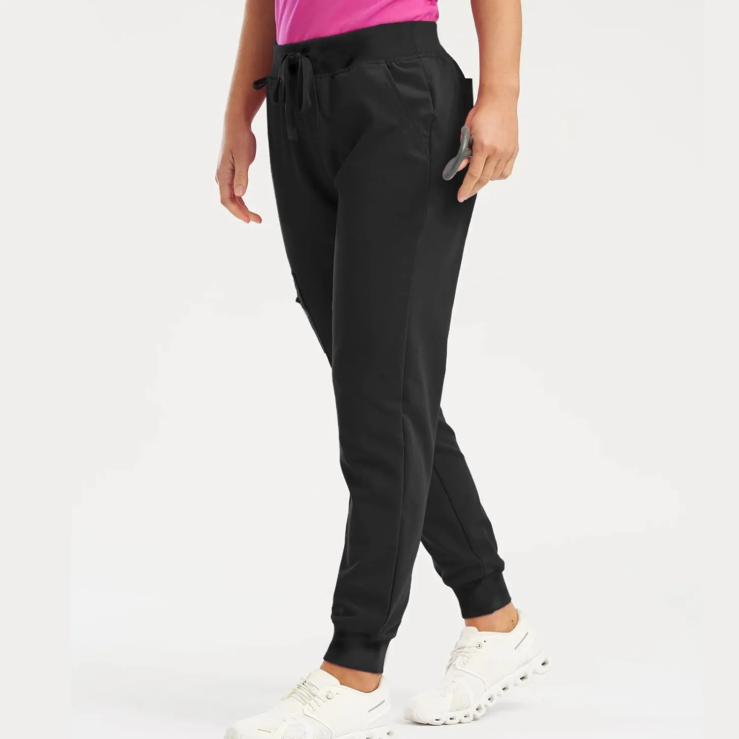 Stretch Jogger Scrubs for Women Drawstring High Waisted Yoga Pants Outdoor Lightweight Cinch Bottom Athletic Pants