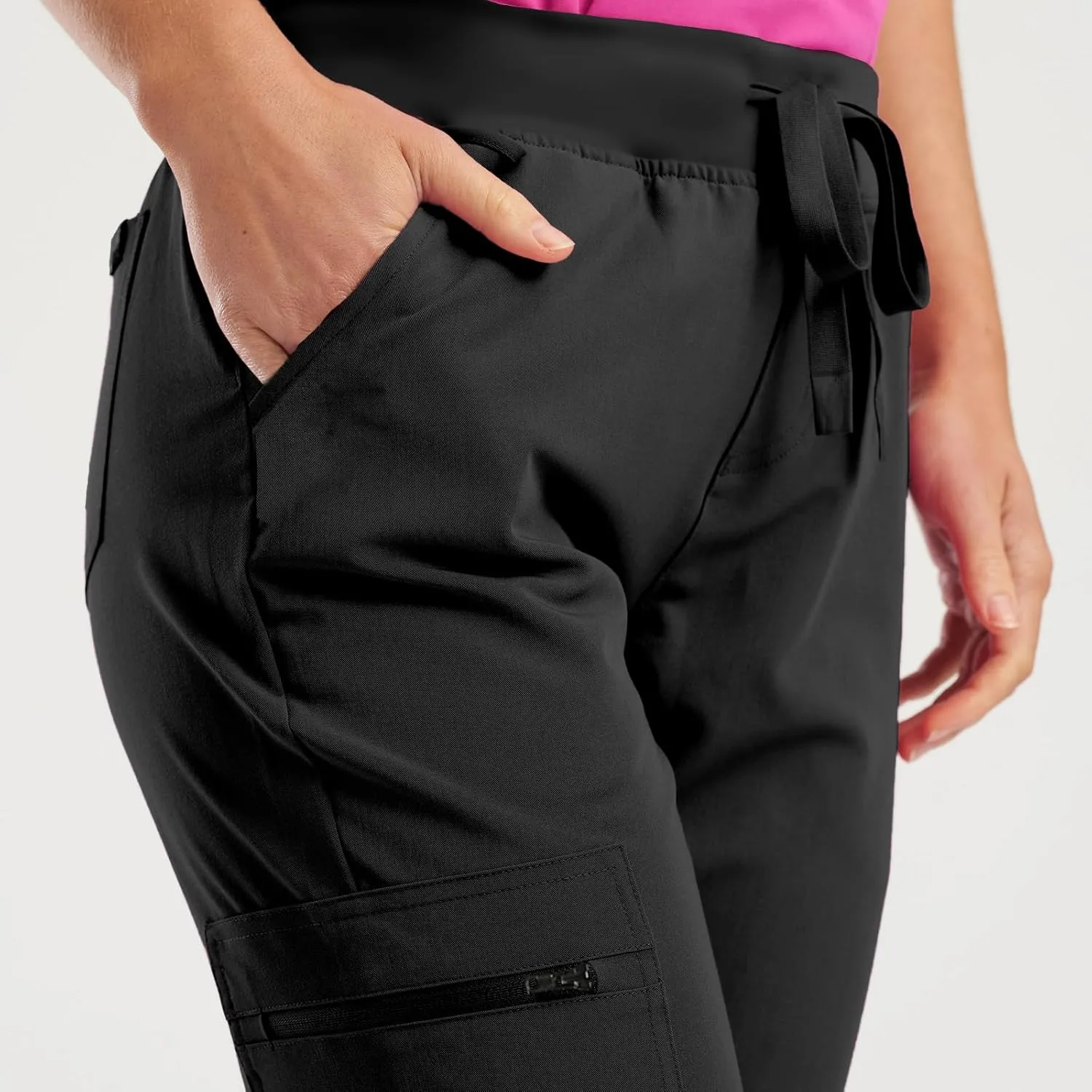 Stretch Jogger Scrubs for Women Drawstring High Waisted Yoga Pants Outdoor Lightweight Cinch Bottom Athletic Pants