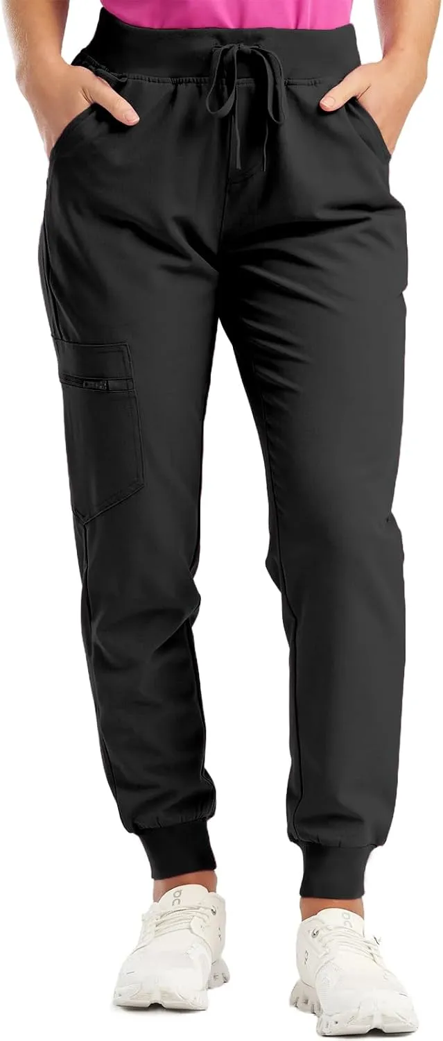 Stretch Jogger Scrubs for Women Drawstring High Waisted Yoga Pants Outdoor Lightweight Cinch Bottom Athletic Pants