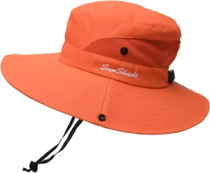 Sun Hats for Men Women Wide Brim Summer Beach Fishing Hat Outdoor UV Protection Bucket Cap Mesh Foldable Ponytail Hat