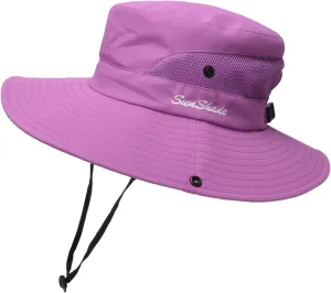Sun Hats for Men Women Wide Brim Summer Beach Fishing Hat Outdoor UV Protection Bucket Cap Mesh Foldable Ponytail Hat
