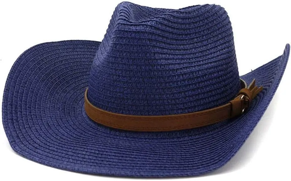 Sun Hats for Women Fashionable Womens Wide Brim Hat Roll-up Straw Sun Visor Hat Fishing Gear (Navy, One Size)