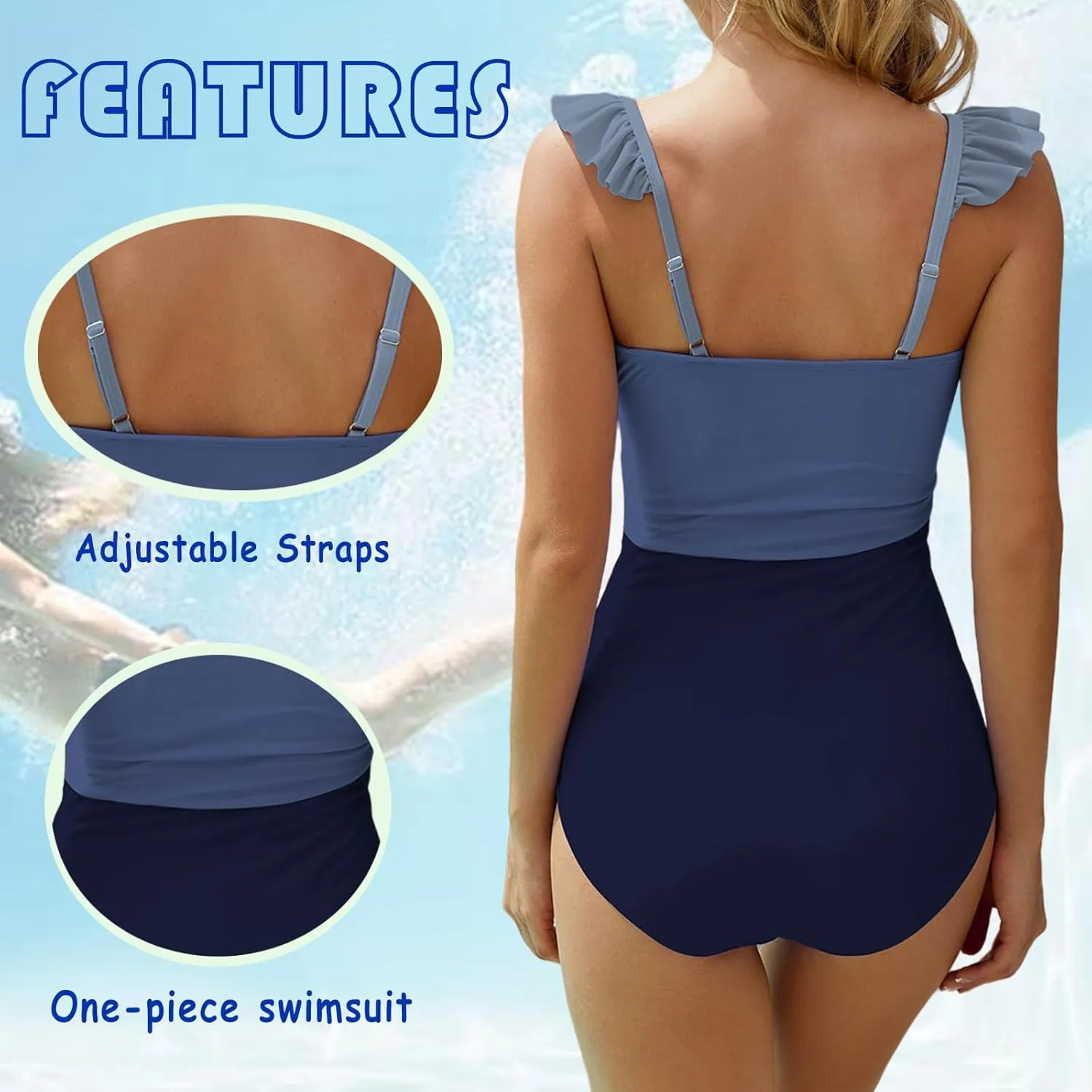 Sunshine swing Women One Piece Swimsuit Tummy Control Cutout High Waisted Tie Knot Front Bathing Suit Adjustable Straps