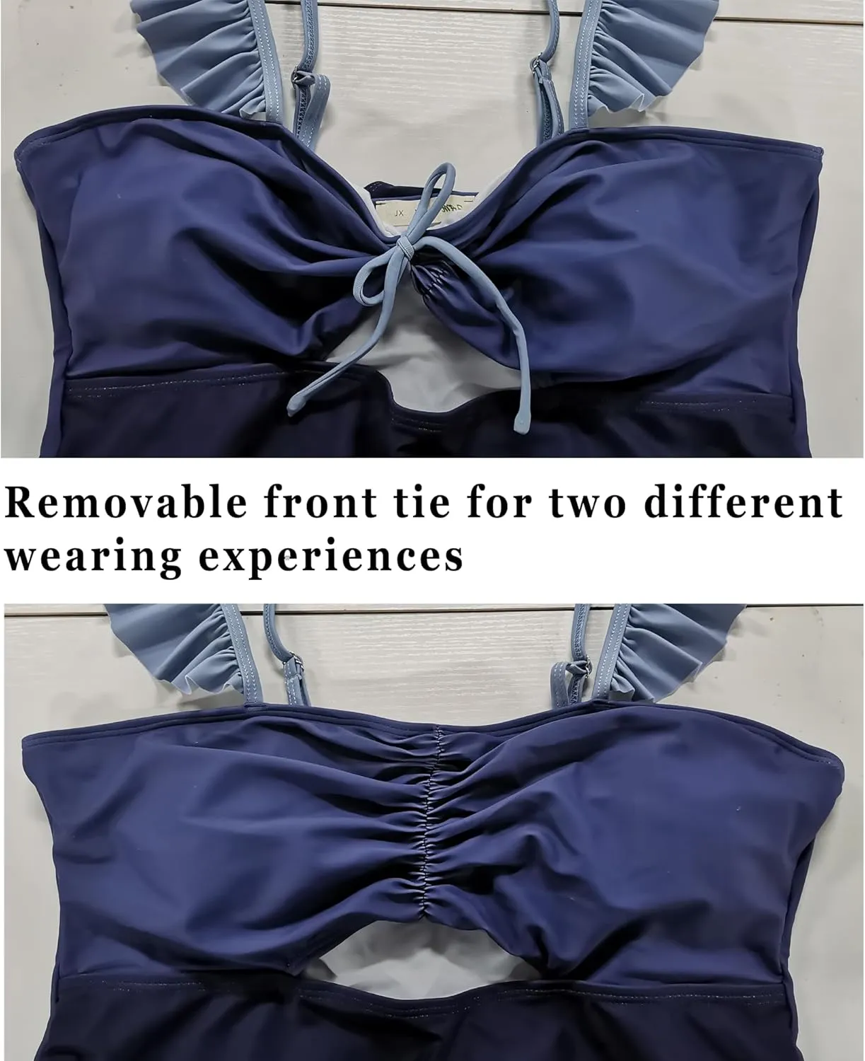 Sunshine swing Women One Piece Swimsuit Tummy Control Cutout High Waisted Tie Knot Front Bathing Suit Adjustable Straps