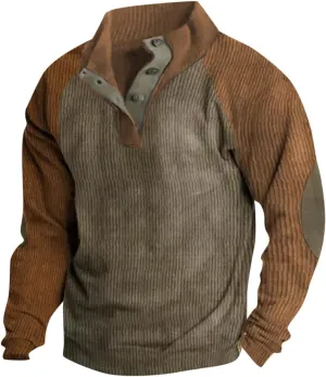 Sweatshirts for Men Vintage Pullover Raglan Long Sleeve Outdoor Stand Collar Shirt Casual Color Block Tops Fall Outfits