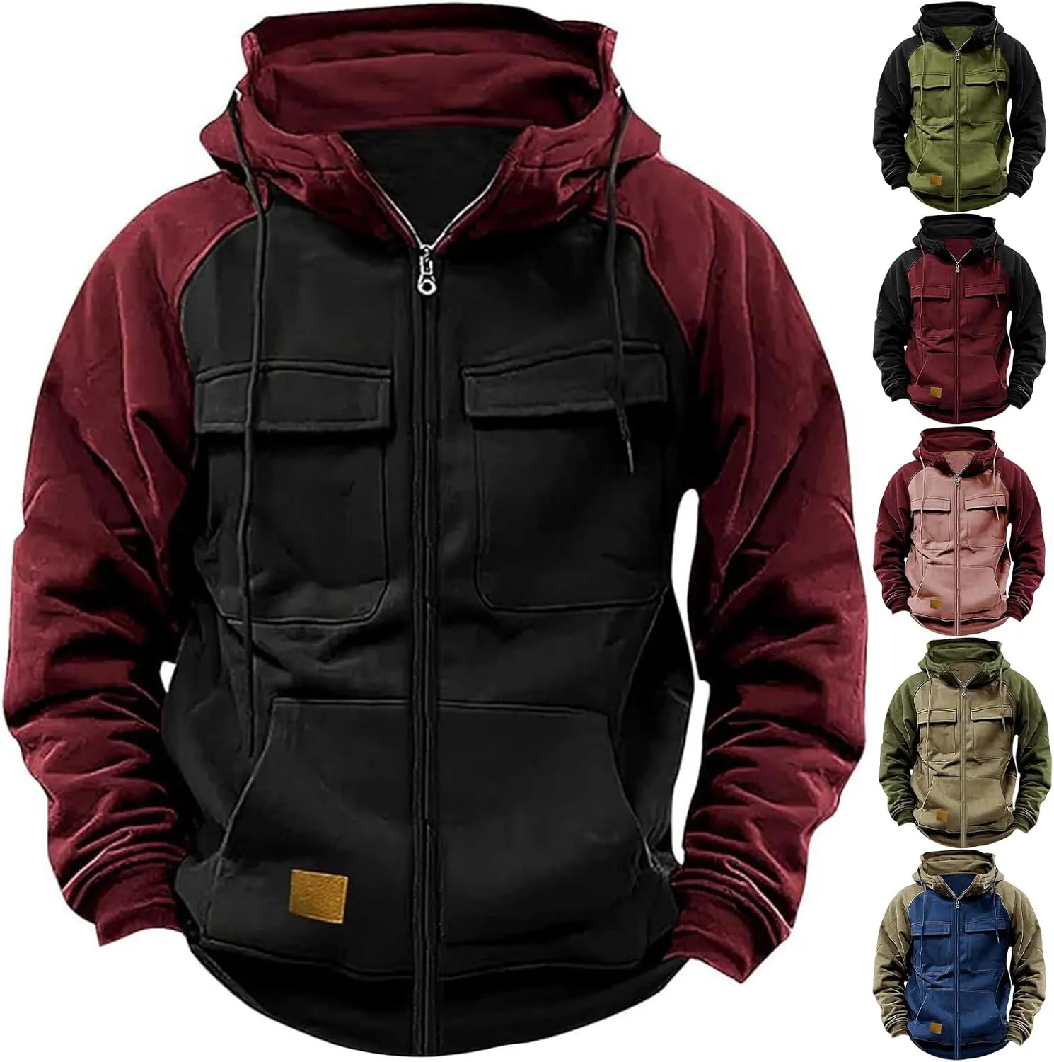 Tactical Hoodies for Men Rotro Lace Up Hooded Pullover Gym Athletic Loose Hooded Sweatshirts Jackets Cargo Hoodie Men
