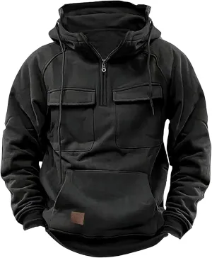Tactical Hoodies for Men Rotro Lace Up Hooded Pullover Gym Athletic Loose Hooded Sweatshirts Jackets Cargo Hoodie Men