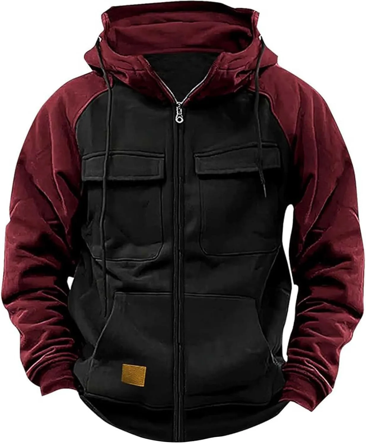 Tactical Hoodies for Men Rotro Lace Up Hooded Pullover Gym Athletic Loose Hooded Sweatshirts Jackets Cargo Hoodie Men