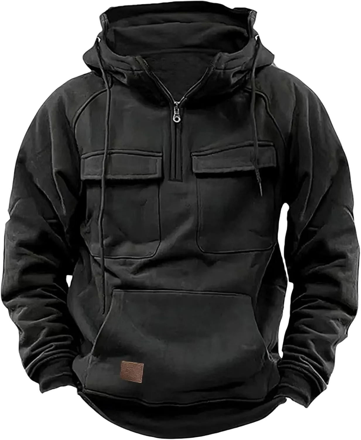 Tactical Hoodies for Men Rotro Lace Up Hooded Pullover Gym Athletic Loose Hooded Sweatshirts Jackets Cargo Hoodie Men