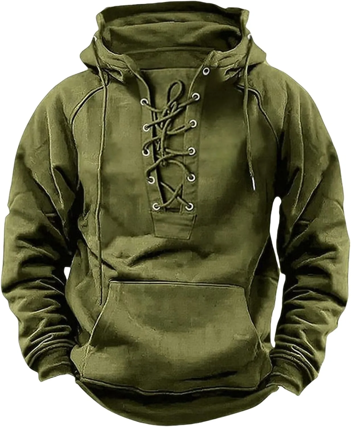 Tactical Hoodies for Men Rotro Lace Up Hooded Pullover Gym Athletic Loose Hooded Sweatshirts Jackets Cargo Hoodie Men