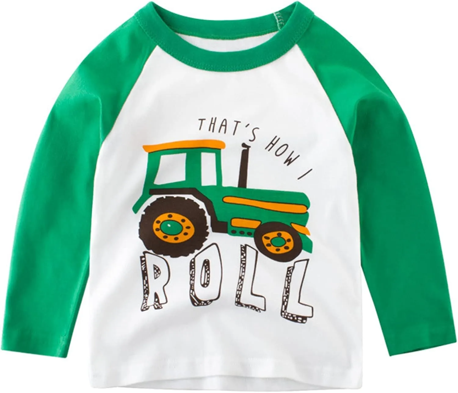 Toddler Boys 3-Pack Long Sleeve Excavator T-Shirt 100% Cotton Basic Tops Car Shirt