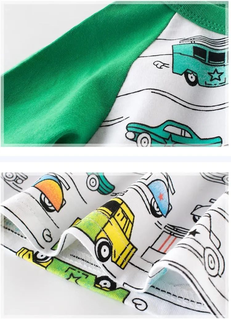 Toddler Boys 3-Pack Long Sleeve Excavator T-Shirt 100% Cotton Basic Tops Car Shirt