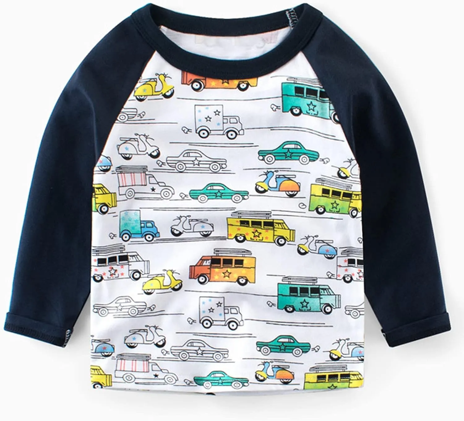 Toddler Boys 3-Pack Long Sleeve Excavator T-Shirt 100% Cotton Basic Tops Car Shirt