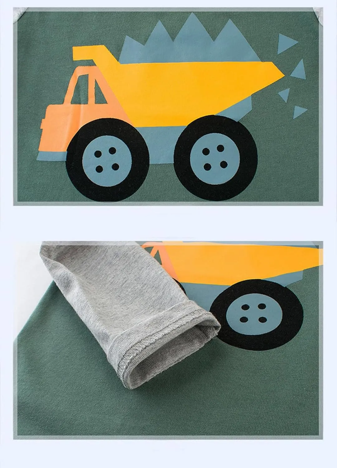 Toddler Boys 3-Pack Long Sleeve Excavator T-Shirt 100% Cotton Basic Tops Car Shirt