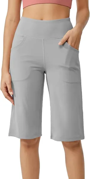 Tummy Control Yoga Capris Women Casual Stretch High Waisted Yoga Leggings Comfy Wide Leg Pants Yoga Capri for Women