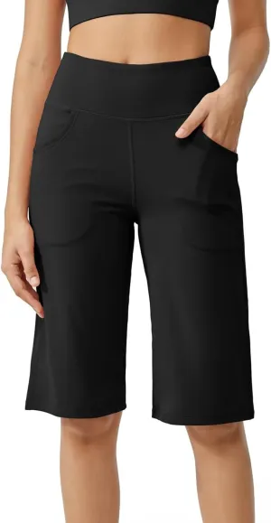 Tummy Control Yoga Capris Women Casual Stretch High Waisted Yoga Leggings Comfy Wide Leg Pants Yoga Capri for Women