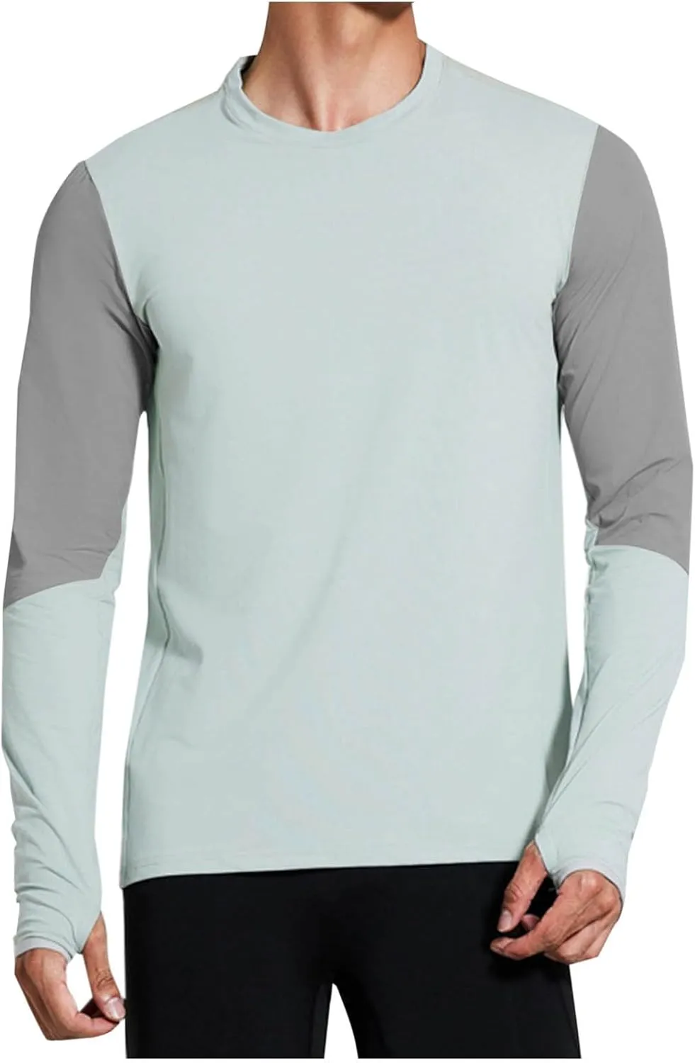 UPF 50  Mens Swim Shirts, Long Sleeve Sun Protection Fishing Rash Guard, Quick Dry UV Hiking T Shirt with Thumbhole