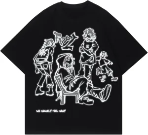 Vamtac Oversized Graphic Tees Y2k Vintage Tops for Men Women Streetwear Unisex T Shirts