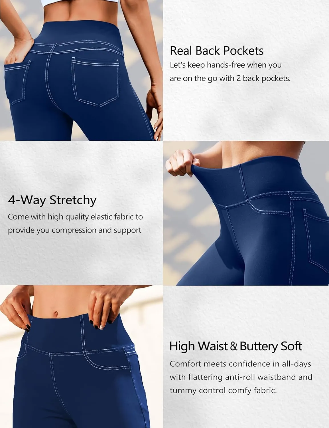 VOOVEEYA Capri Leggings for Women, High Waisted Yoga Pants with Back Pockets Crop Workout Capris Pants