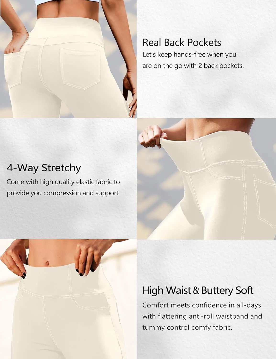 VOOVEEYA Capri Leggings for Women, High Waisted Yoga Pants with Back Pockets Crop Workout Capris Pants