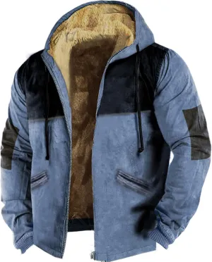 Winter Jackets for Men Fleece Lined Warm Sweatshirt Long Sleeve Zipper Hoodie Sports Hooded Jacket Coat with Pockets