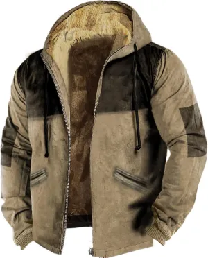 Winter Jackets for Men Fleece Lined Warm Sweatshirt Long Sleeve Zipper Hoodie Sports Hooded Jacket Coat with Pockets
