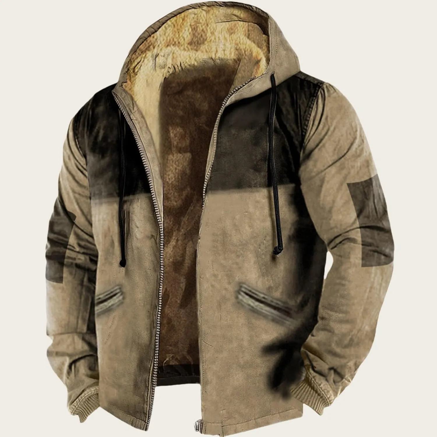 Winter Jackets for Men Fleece Lined Warm Sweatshirt Long Sleeve Zipper Hoodie Sports Hooded Jacket Coat with Pockets