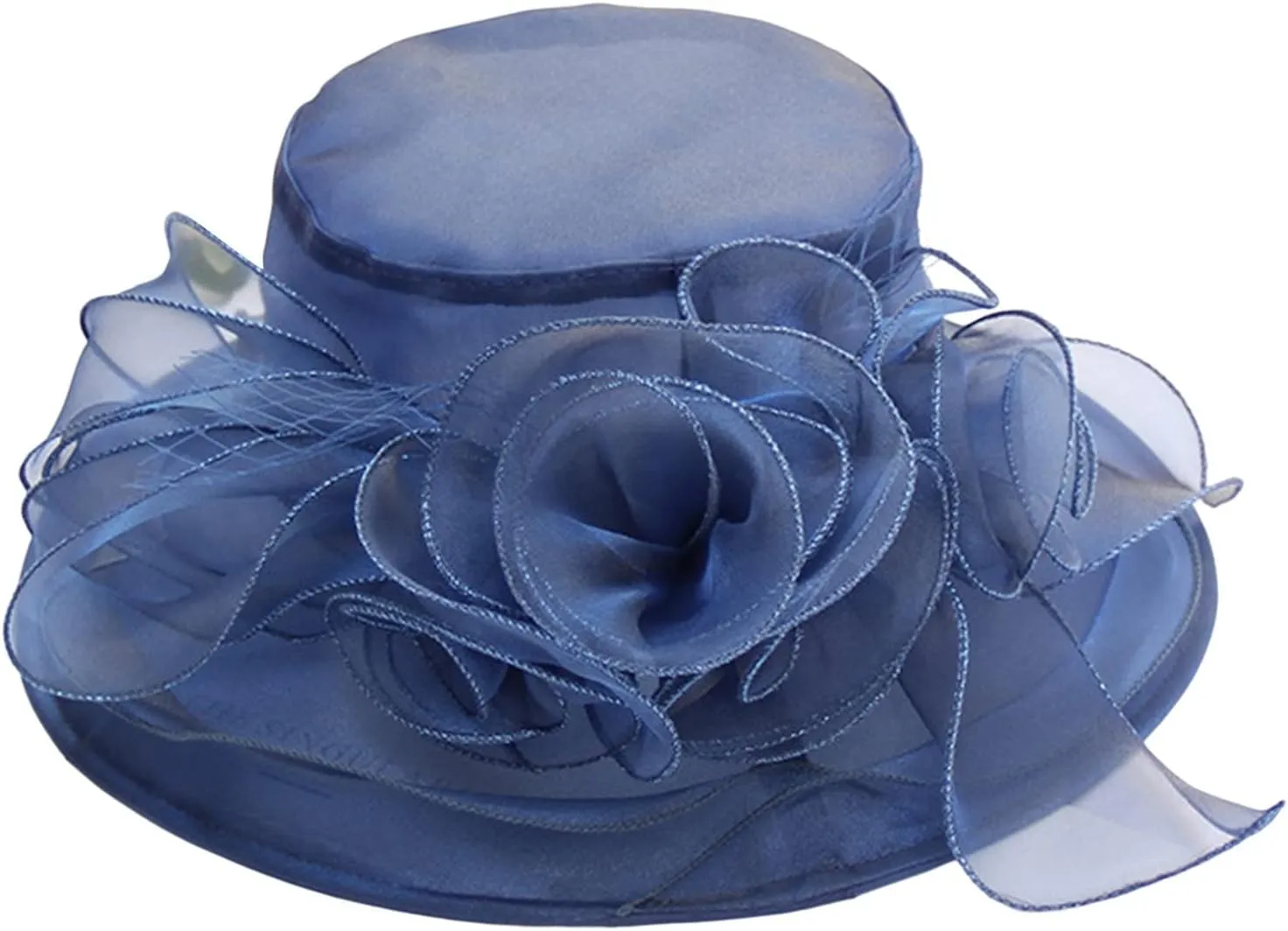 Women Organza-Kentucky Sun Hat Bridal Bow Flower Church-Derby Fascinators Bowler-Hat Wide Brim Wedding Party Cocktail