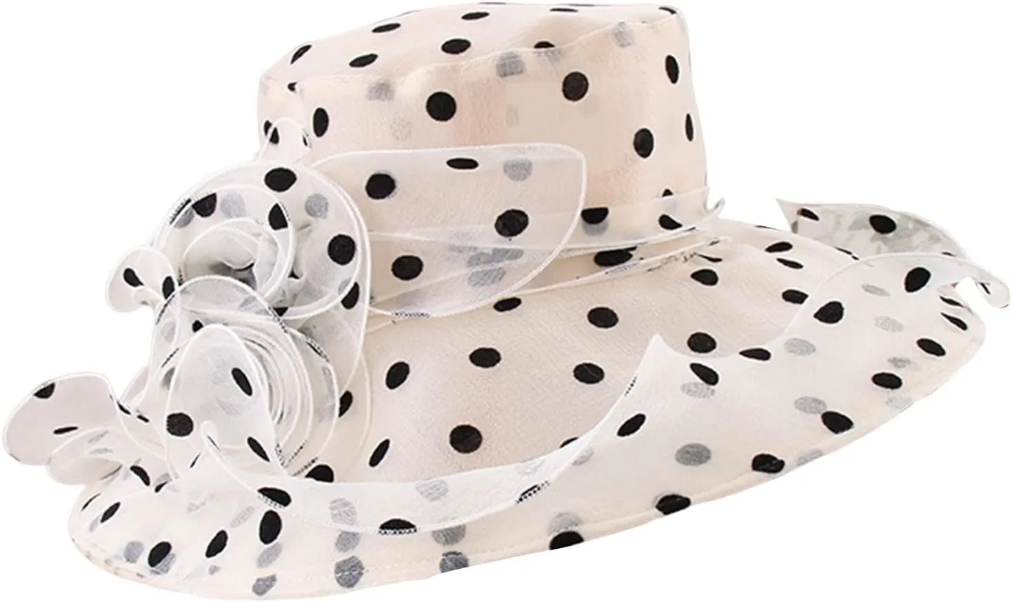 Women Organza Tea Party Kentucky Church Derby Hat Wedding Cloche Dress Fascinators Big Wide Brim UV Protection Hat