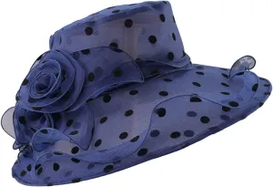 Women Organza Tea Party Kentucky Church Derby Hat Wedding Cloche Dress Fascinators Big Wide Brim UV Protection Hat
