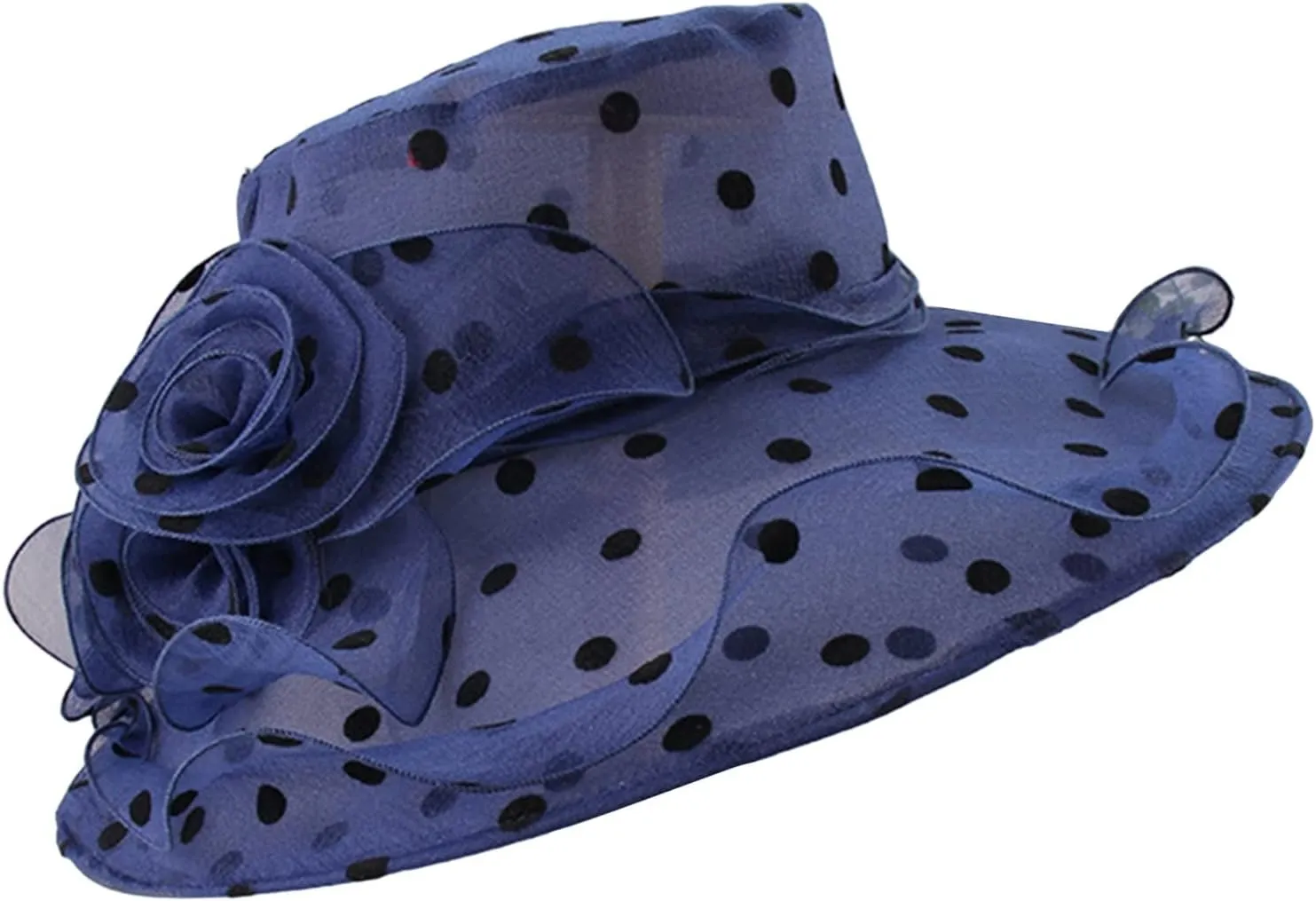 Women Organza Tea Party Kentucky Church Derby Hat Wedding Cloche Dress Fascinators Big Wide Brim UV Protection Hat