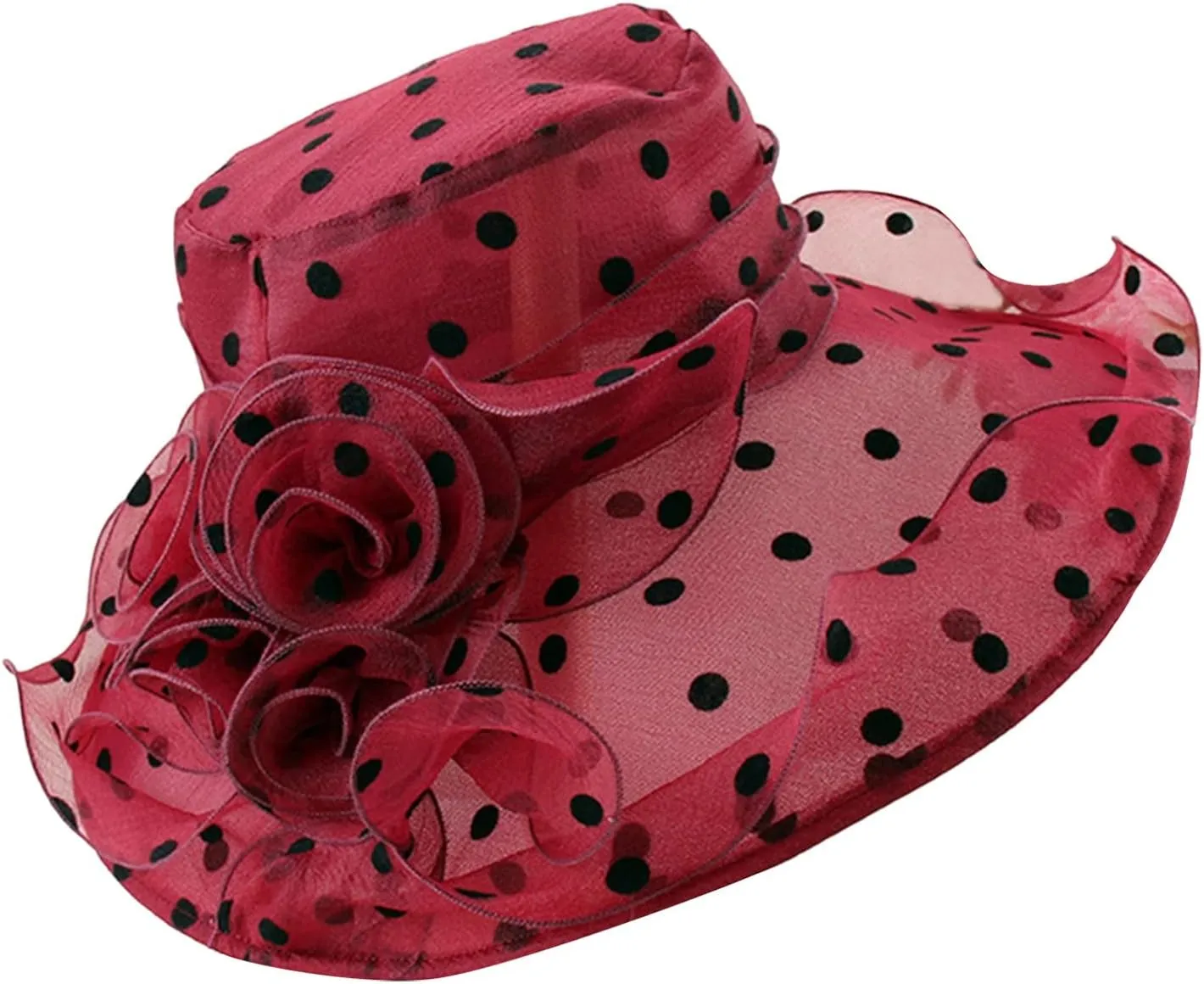Women Organza Tea Party Kentucky Church Derby Hat Wedding Cloche Dress Fascinators Big Wide Brim UV Protection Hat