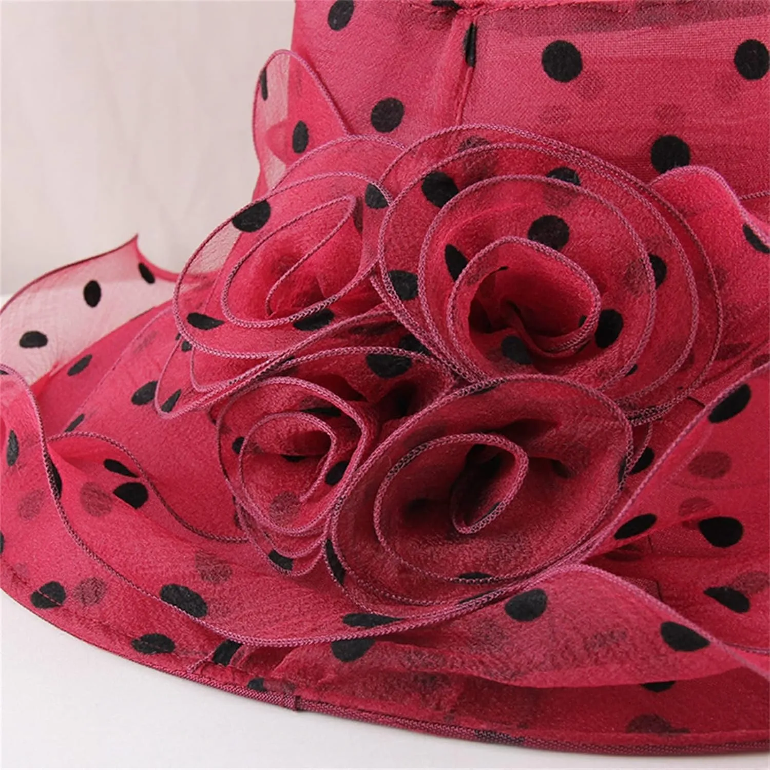 Women Organza Tea Party Kentucky Church Derby Hat Wedding Cloche Dress Fascinators Big Wide Brim UV Protection Hat