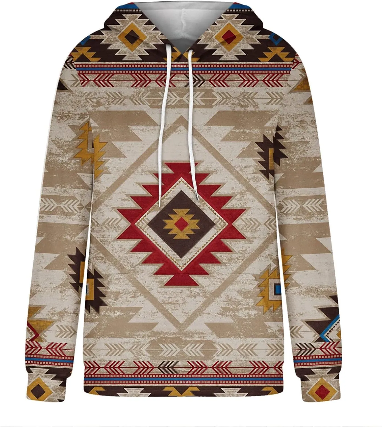 Women Western Aztec Hoodies Long Sleeve Pullover Sweatshirts Graphic Vintage Shirts Tops Cowgirl Wear Clothes 2023