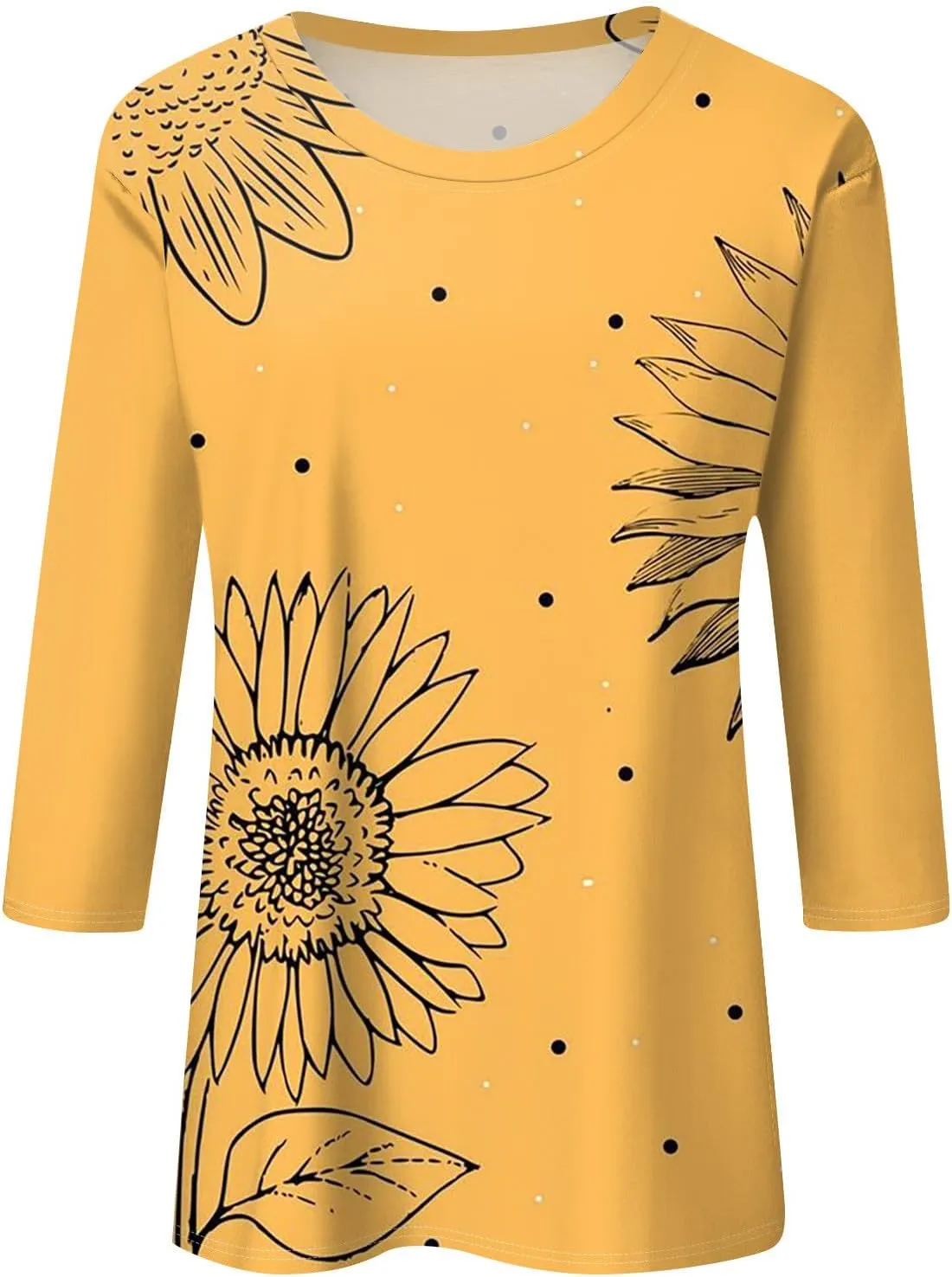 Womens 3/4 Sleeve Tops 2025 Summer Floral Print Round Neck Shirts Loose Fit Three Quarter Sleeve Tshirts