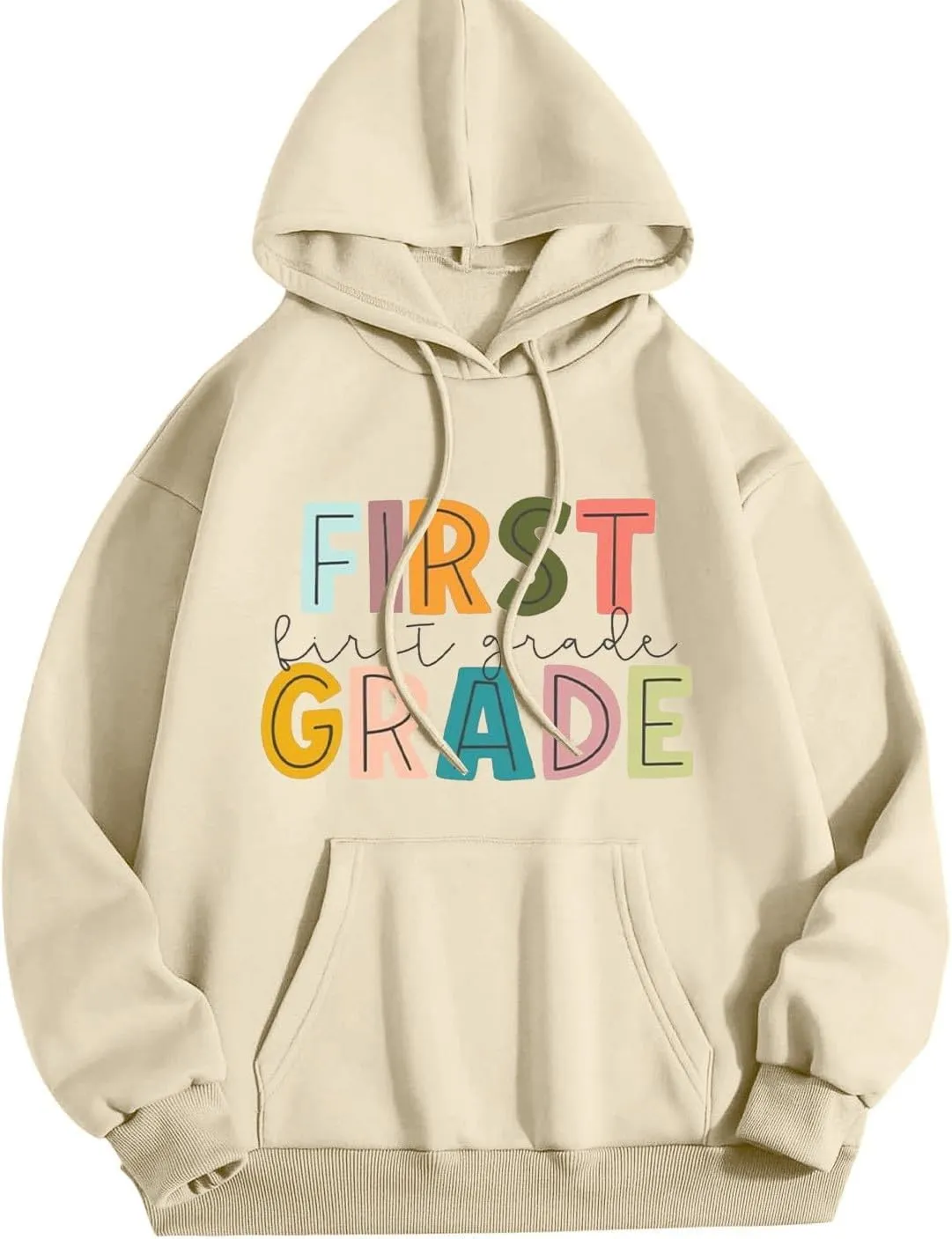 Womens Autumn Hoodies Loose Letter Print Drawstring Hooded Long Sleeve Pullover Sweatshirts Oversized Streetwear Tops