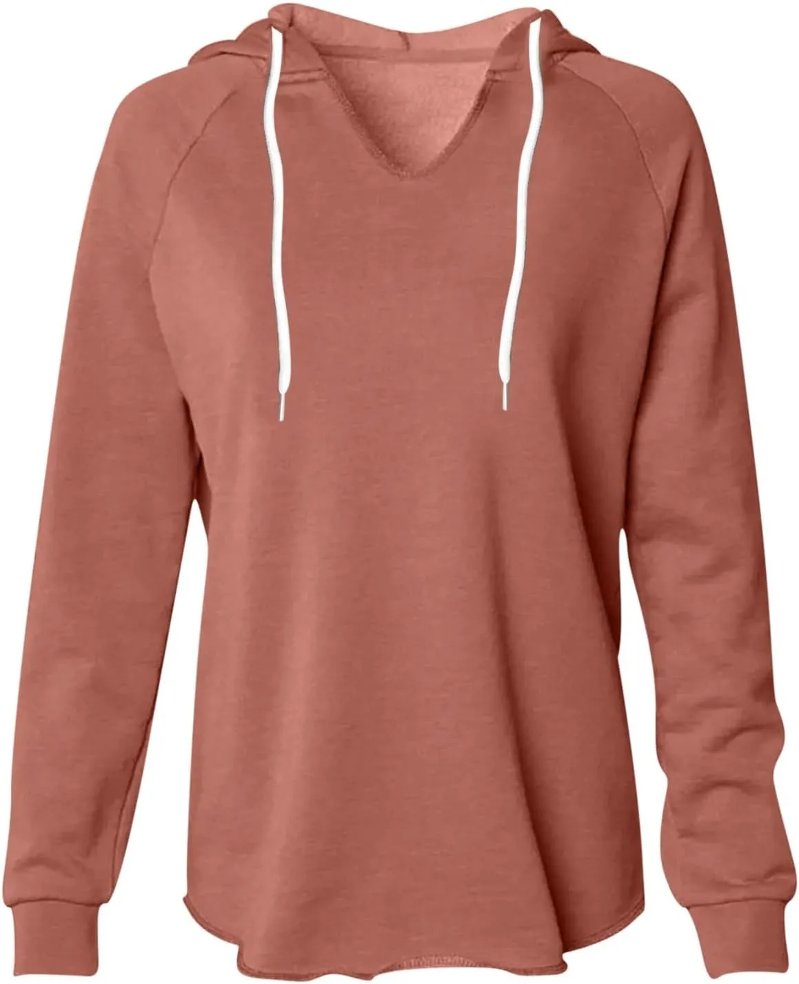 Women's Casual Hoodies V Neck Drawstring Hooded Sweatshirts Fashion Solid Color Lightweight Fall Pullover Shirt Tops