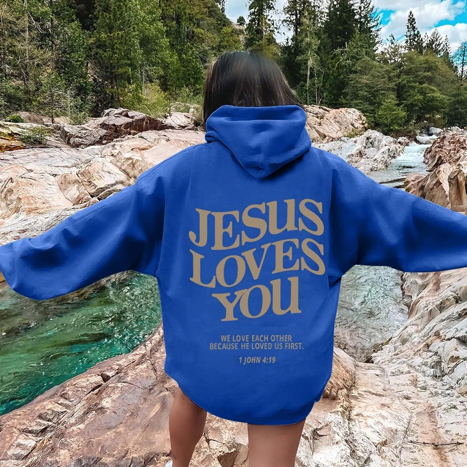 Womens Casual Long Sleeve Graphic Tee Shirts Hooded Sweatshirts Pullover Tops For Women