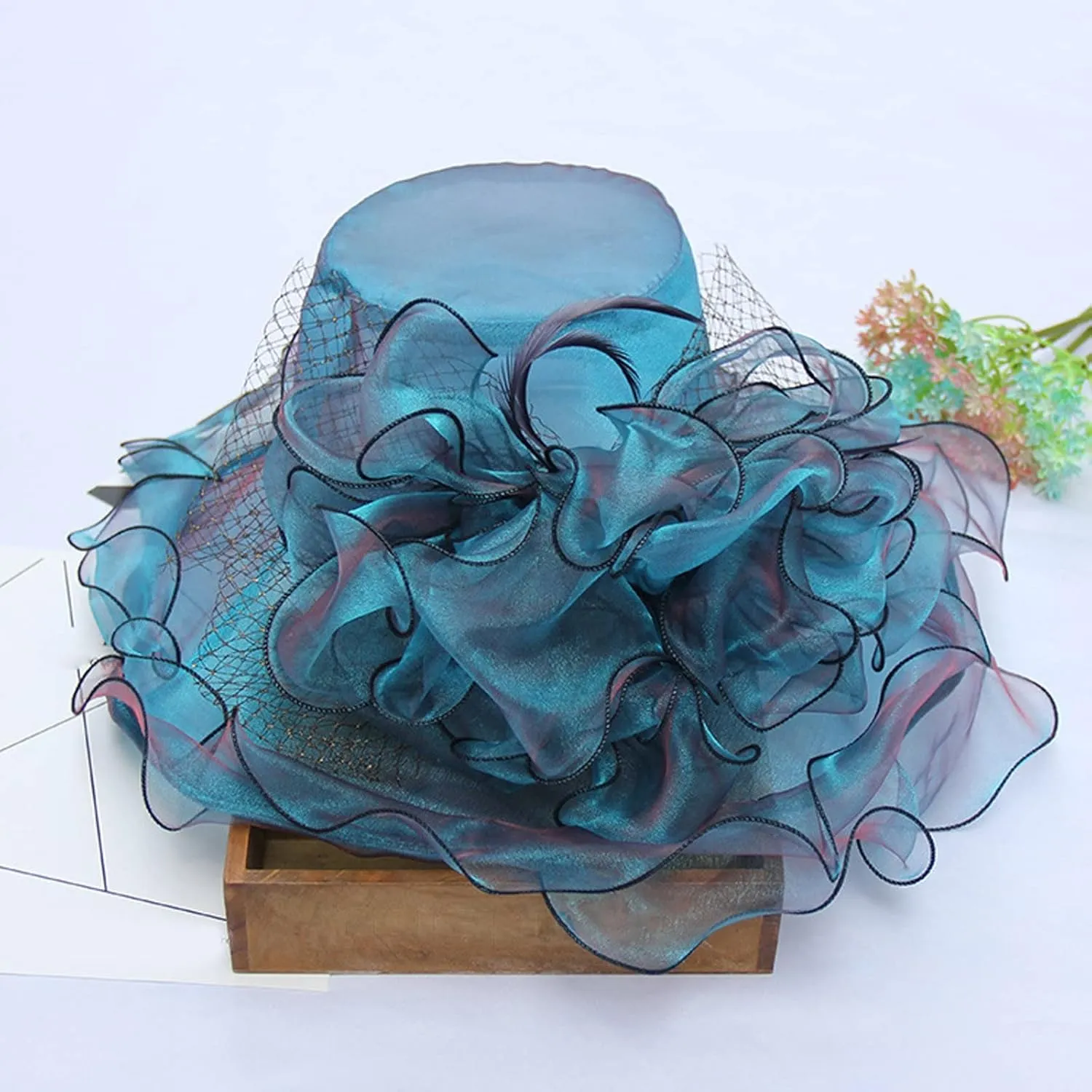 Women's Church Dress Hat Wide Brim Leaf Flower Bridal Shower Hat Summer Hats for Women