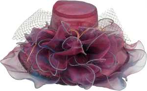 Women's Church Dress Hat Wide Brim Leaf Flower Bridal Shower Hat Summer Hats for Women