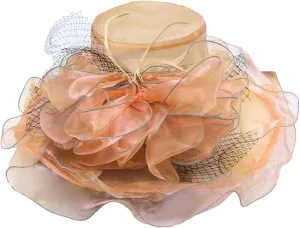 Women's Church Dress Hat Wide Brim Leaf Flower Bridal Shower Hat Summer Hats for Women