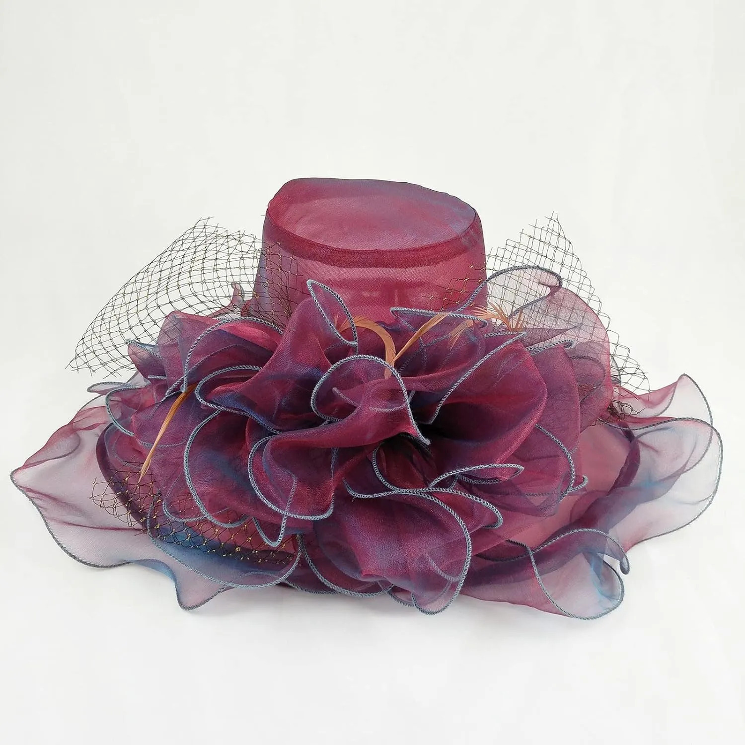 Women's Church Dress Hat Wide Brim Leaf Flower Bridal Shower Hat Summer Hats for Women